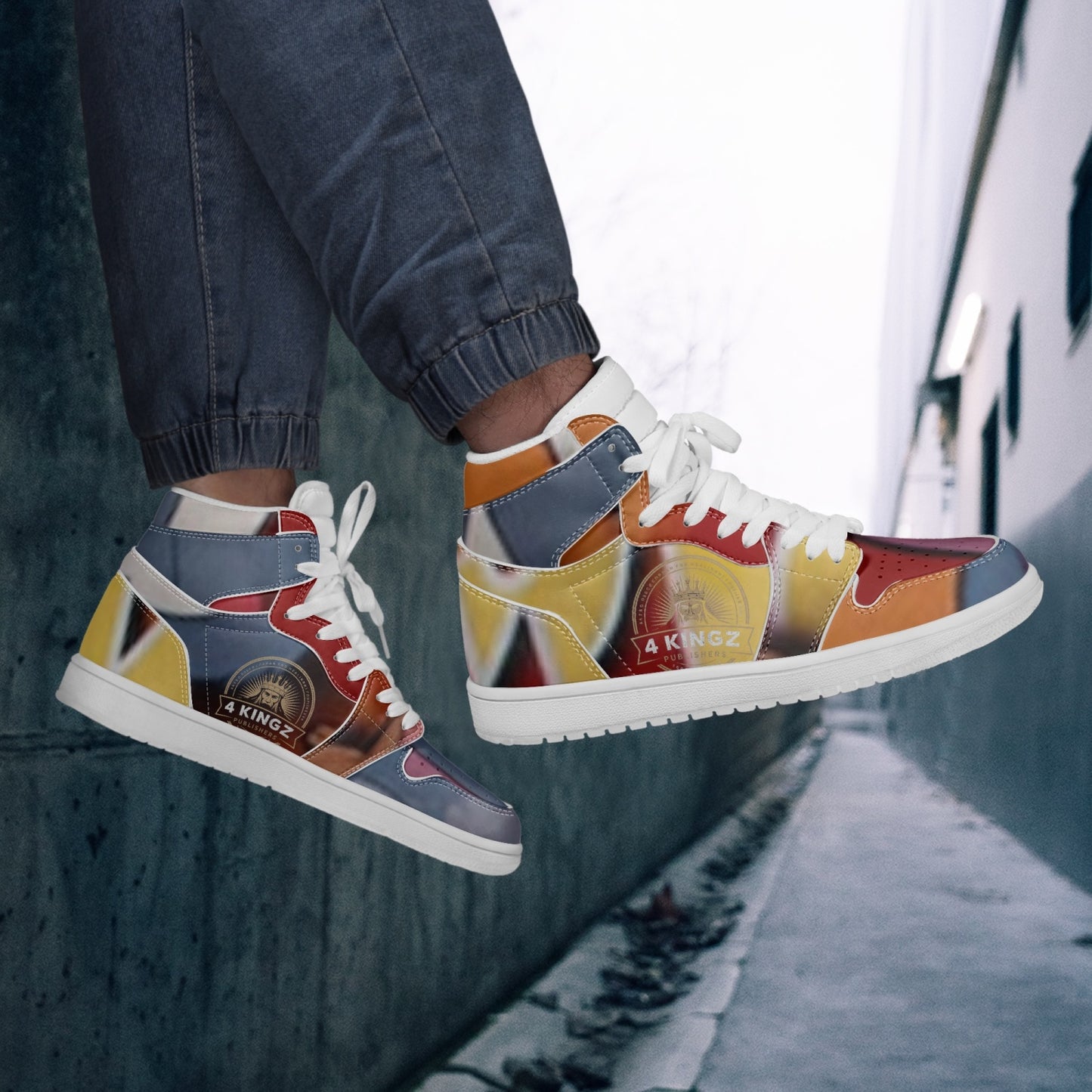 4 Kingz publishers AJ1 High-Top Leather Sneakers - White