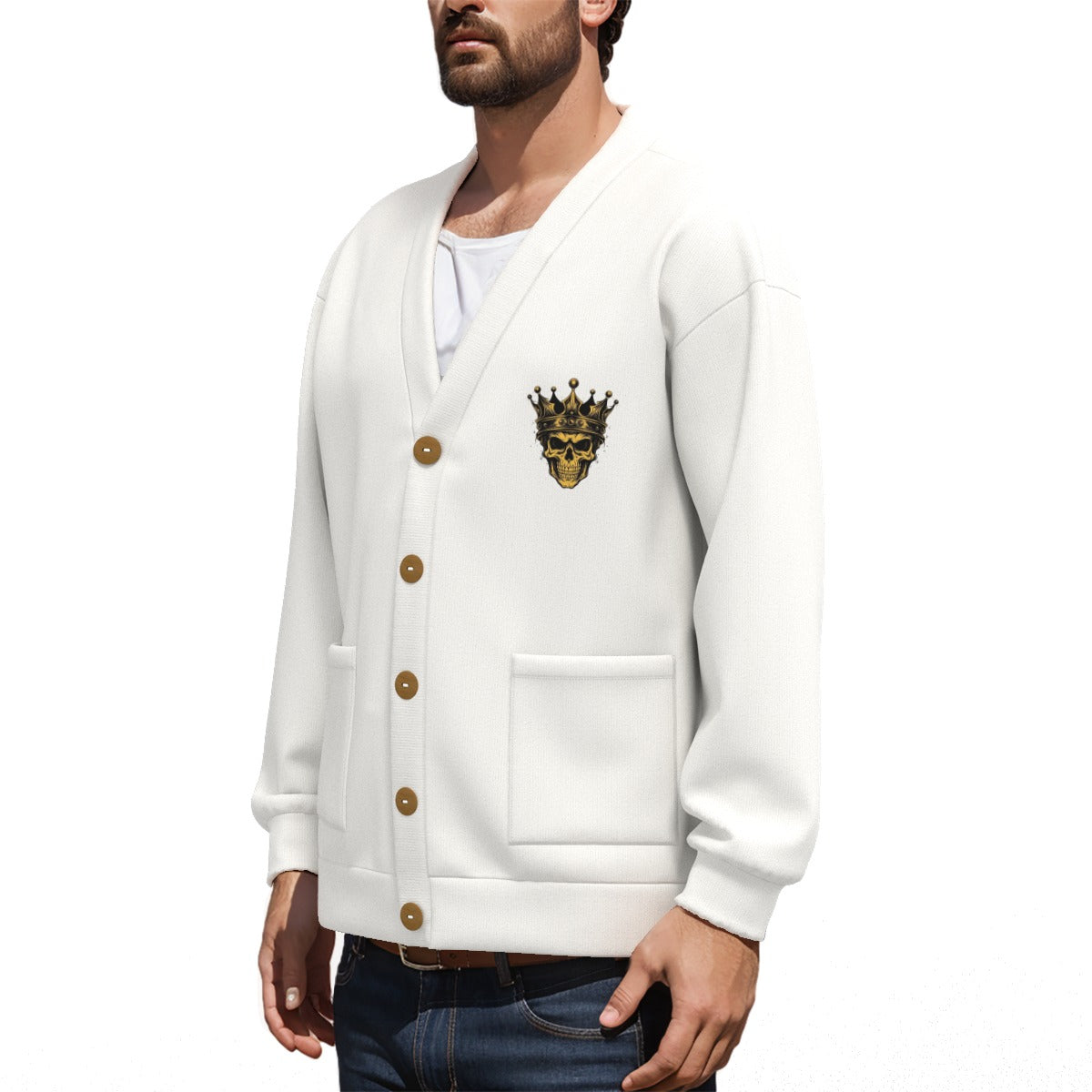 4 Kingz publishers Unisex V-neck Knitted Fleece Cardigan With Button Closure