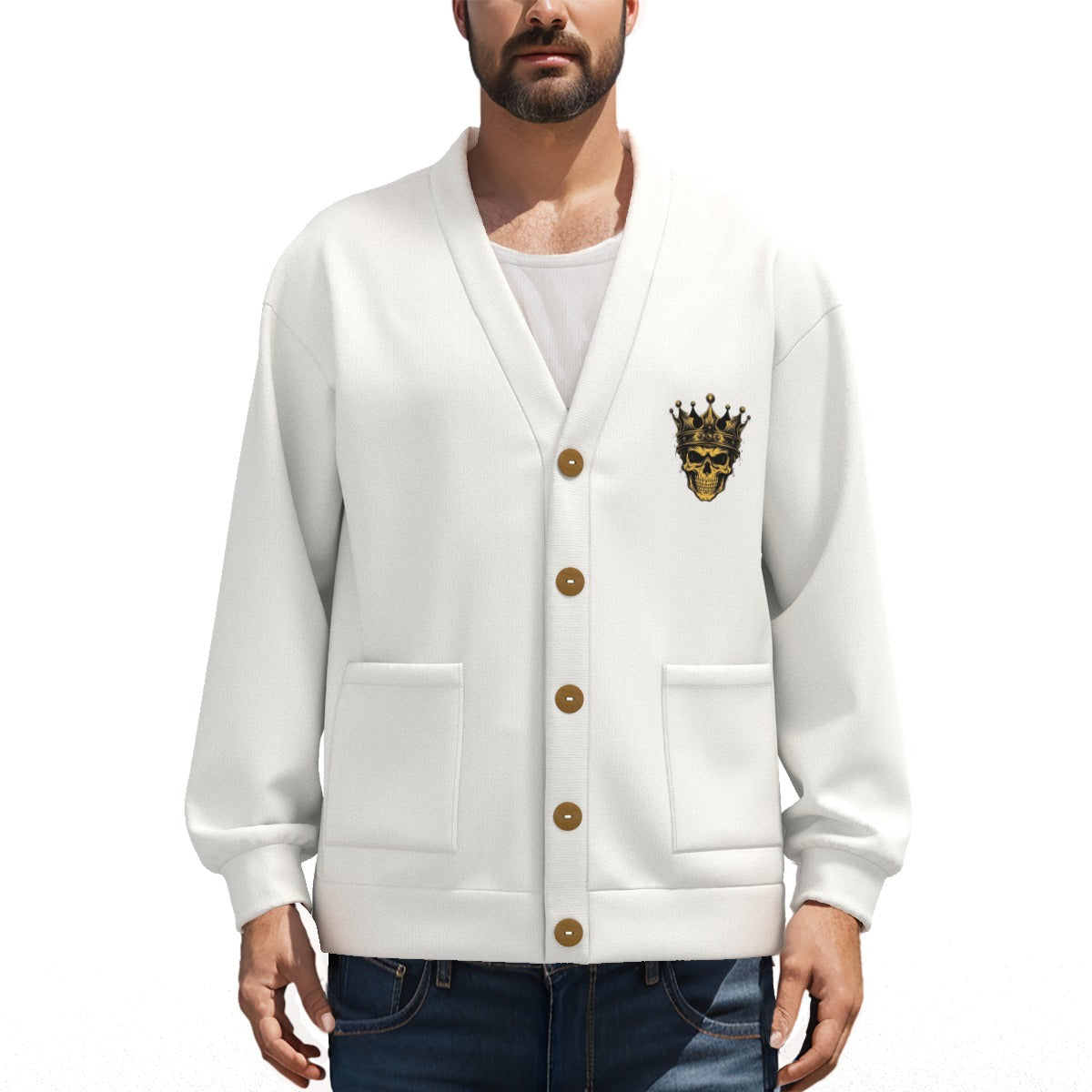 4 Kingz publishers Unisex V-neck Knitted Fleece Cardigan With Button Closure