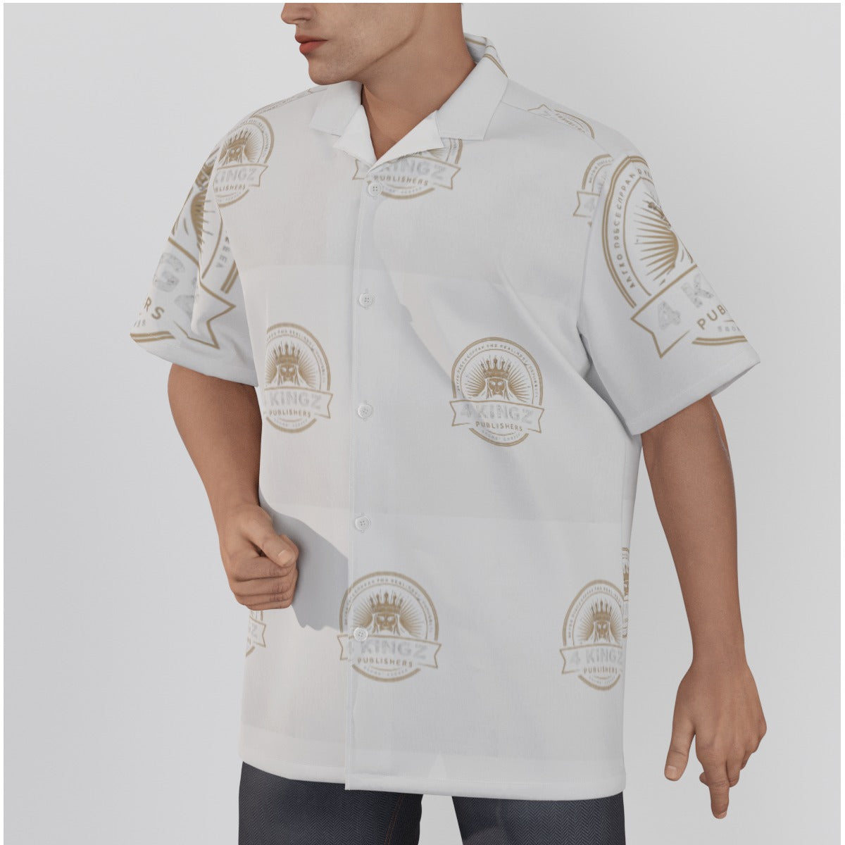 4 kingz publishers All-Over Print Men's Hawaiian Shirt With Button Closure
