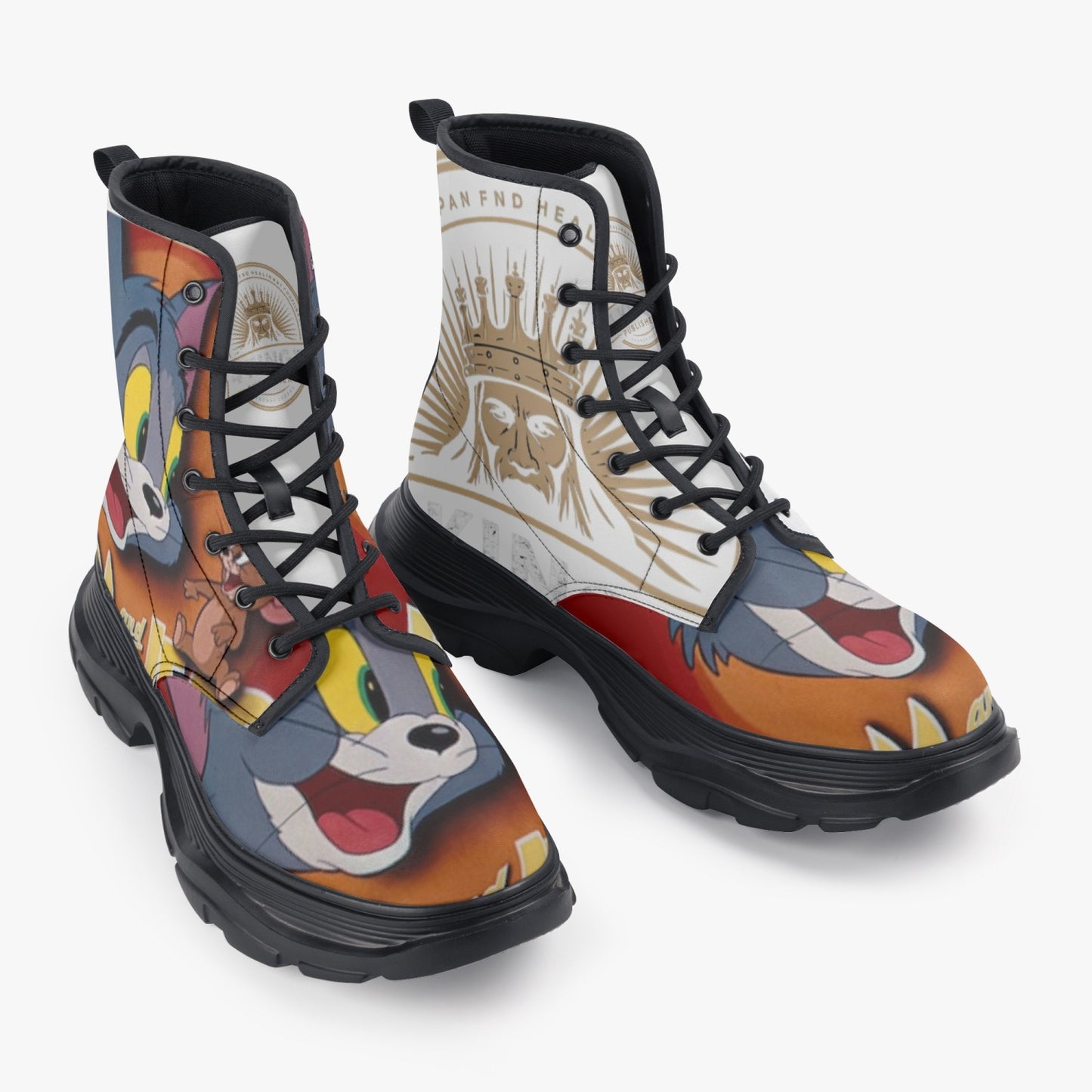 4 kingz publishers 321. Casual Leather Chunky Tom & Jerry Boots