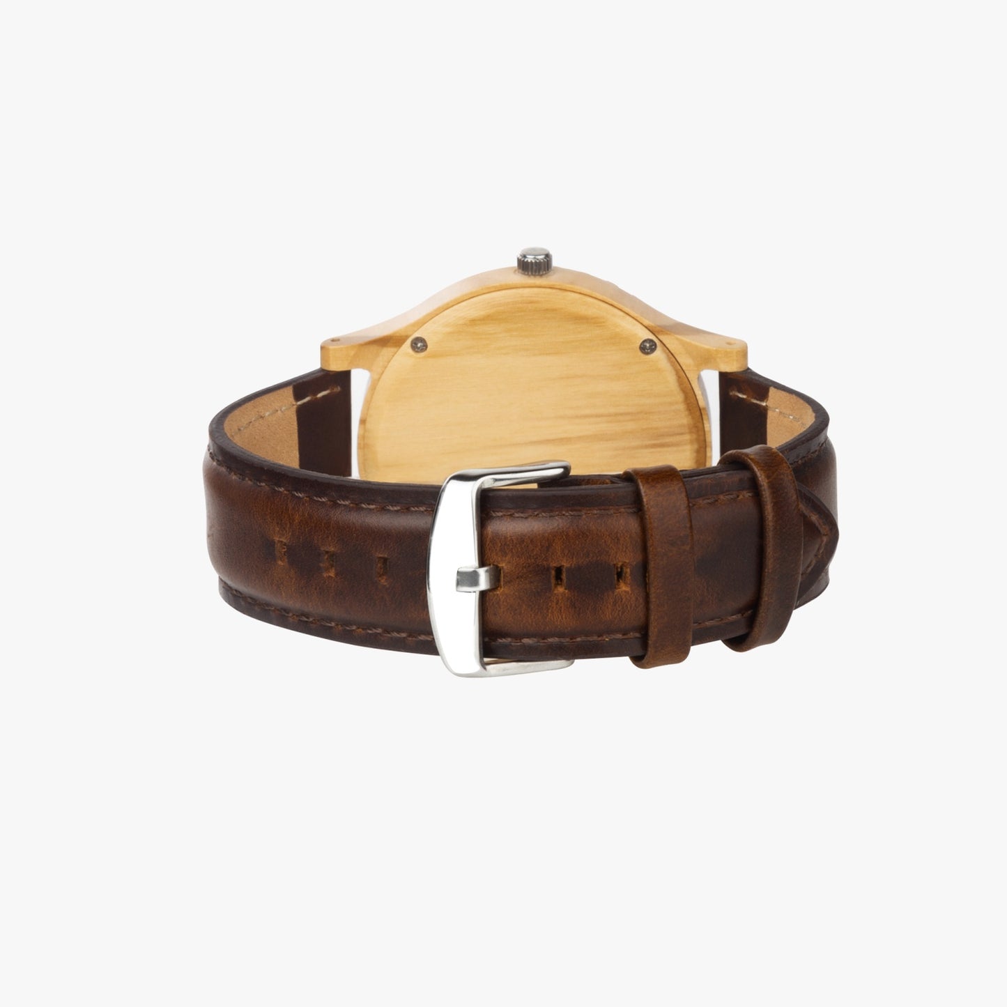 4 Kingz publishers 205. Italian Olive Lumber Wooden Watch - Leather Strap