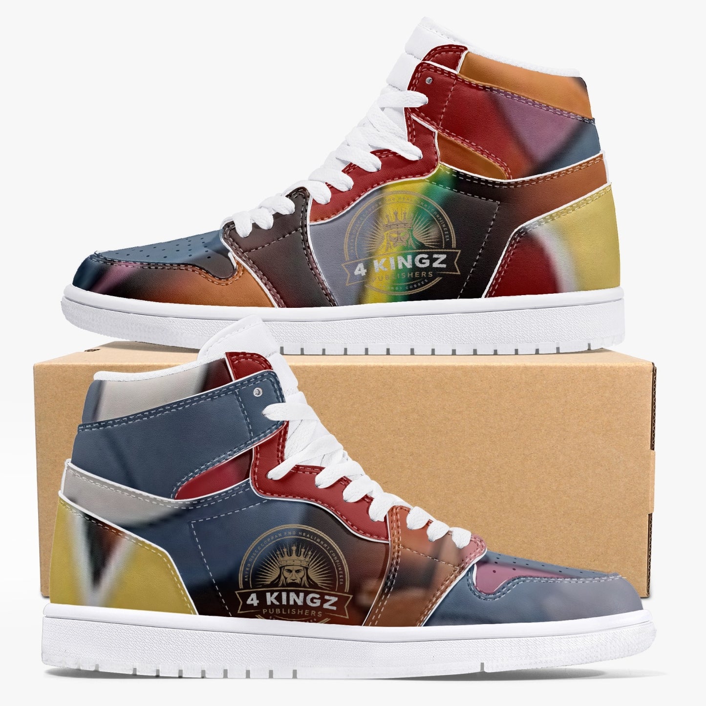 4 Kingz publishers AJ1 High-Top Leather Sneakers - White