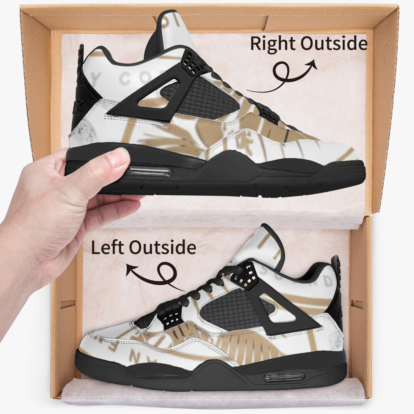 4 Kingz publishers AJ4 Basketball Sneakers -Black Sole