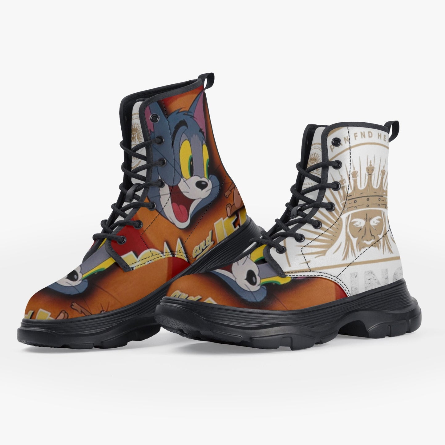 4 kingz publishers 321. Casual Leather Chunky Tom & Jerry Boots
